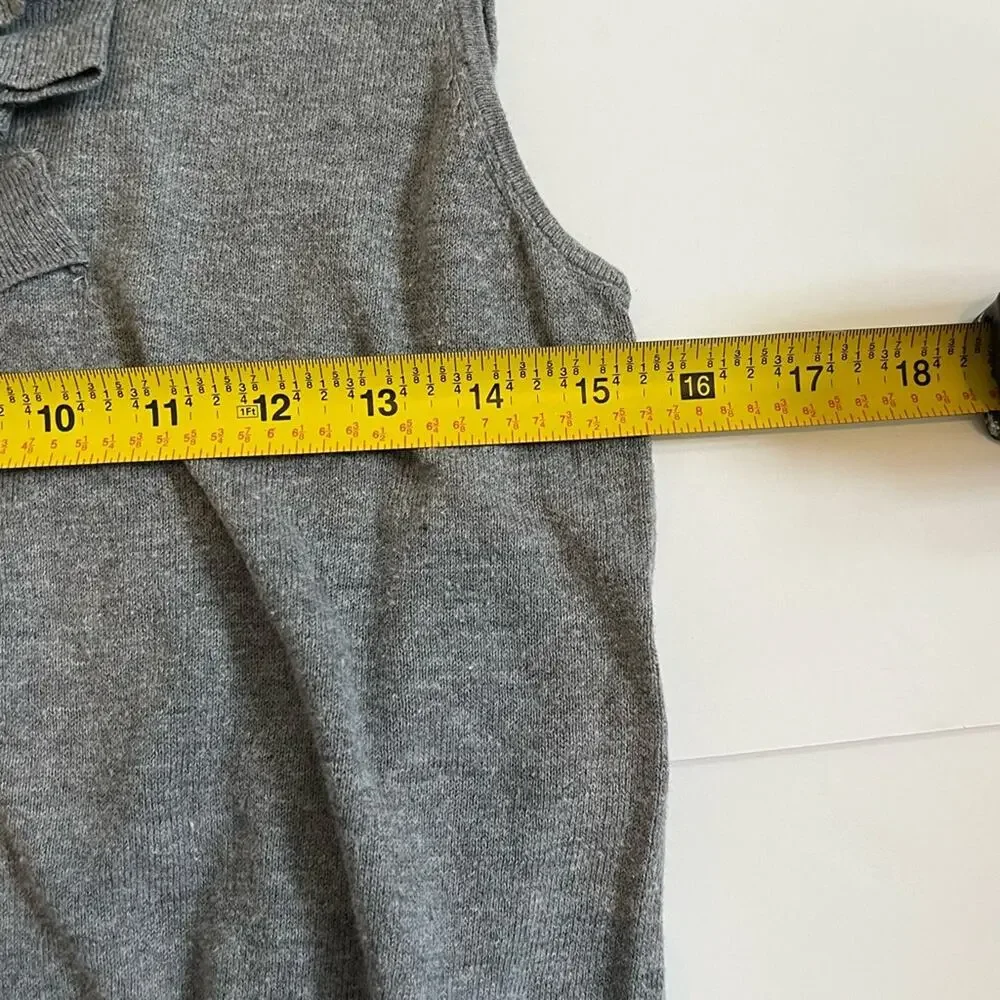 Women's Worthington gray sleeveless light sweater with ruffles, Size Large - Picture 8 of 9